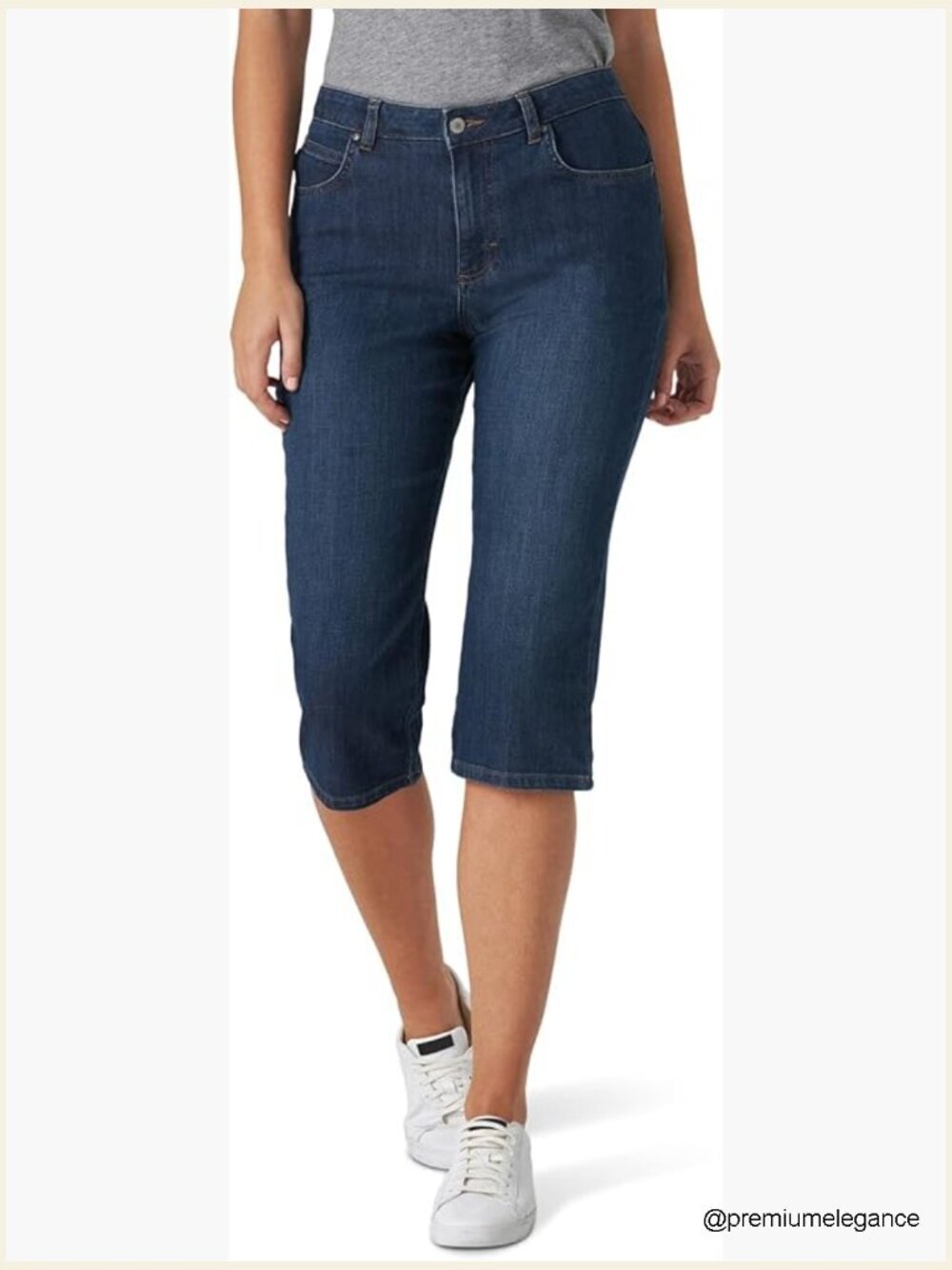 Relaxed Fit Mid Rise Cropped Capri Jean